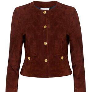 Susanna Chow Tessa Suede Jacket in Chocolate Brown Size M